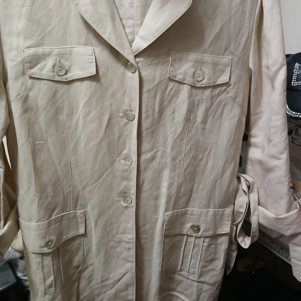 Jennifer Eden Beige 2 pc Linen suit
